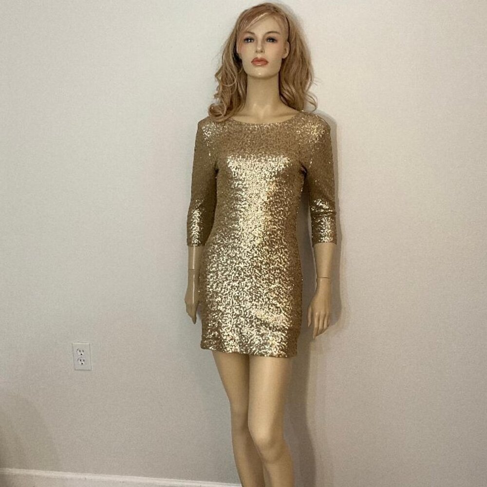 TFNC London gold sequin mini dress NWT Size M